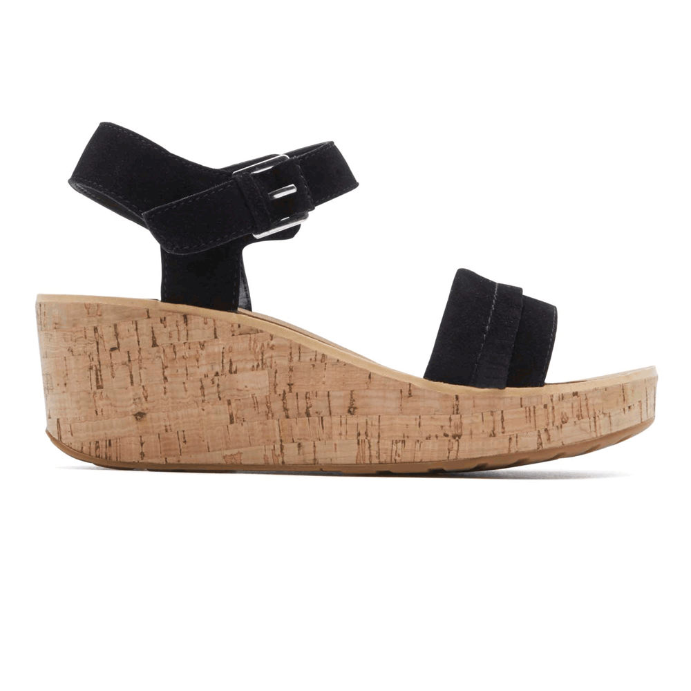 Rockport Singapore Womens Sandals - Weekend Casuals Lanea Quarter-Strap Black - PI3410279